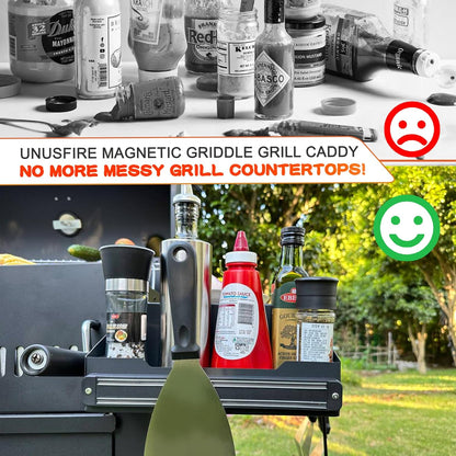 Magnetic Griddle Grill Caddy Organizer,Grill Caddy with Magnetic Tool Holder for Grilling BBQ,Space Saving Magnet Utensils Holder for Outdoor Blackstone Griddle