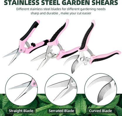 EWPJDK 3 Pack Garden Pruning Shears Scissors Clippers Stainless Steel