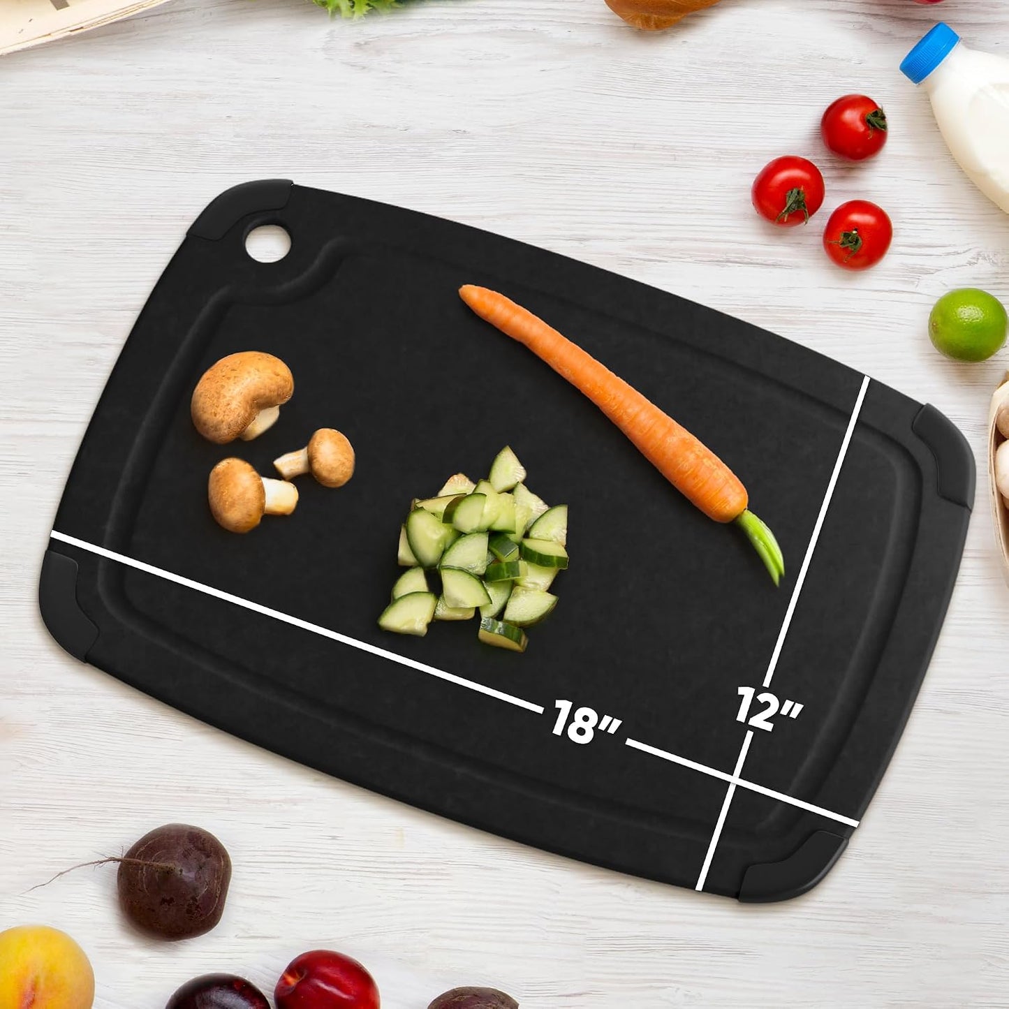 Dishwasher Safe Cutting Boards for Kitchen - Set of 2 Large Composite Wood Cutting Boards with Juice Groove, Non-Slip Feet & Lightweight Eco-Friendly Design 14.5" x 11" and 11.7" x 9.3"