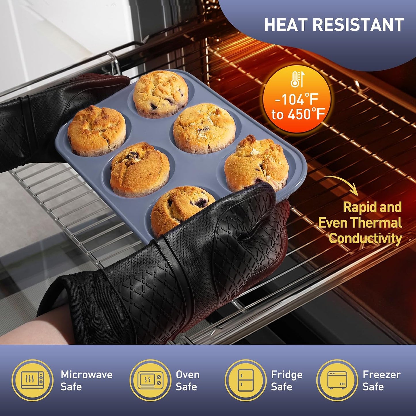 2 Pack 12 Cups Silicone Muffin Pan with Metal Reinforced Frame Regular Size Silicone Molds Cupcake Cake Baking Pans Cookie Baking Chocoflan Cupcake Mold Nonstick Muffin Tin Home Baking Supplies