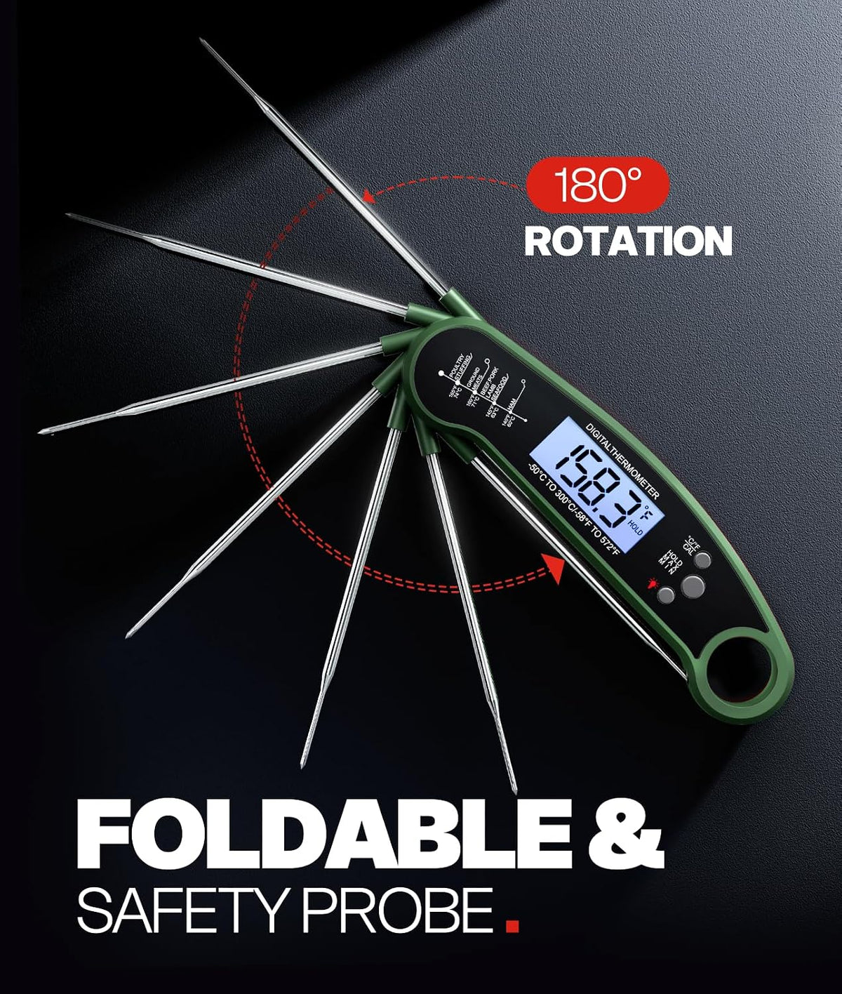 Meat Thermometer Digital, 1-2 Sec Instant Read, Grilling, Cooking, Food