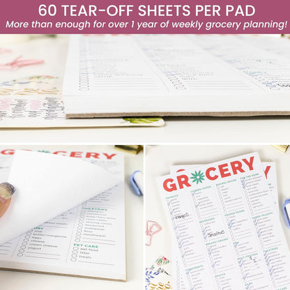 bloom daily planners Magnetic Grocery Shopping List To-Do Pad - Weekly Planning Food Organizer / Tear-Off Notepad Hanging Checklist for Fridge - 6” x 9”