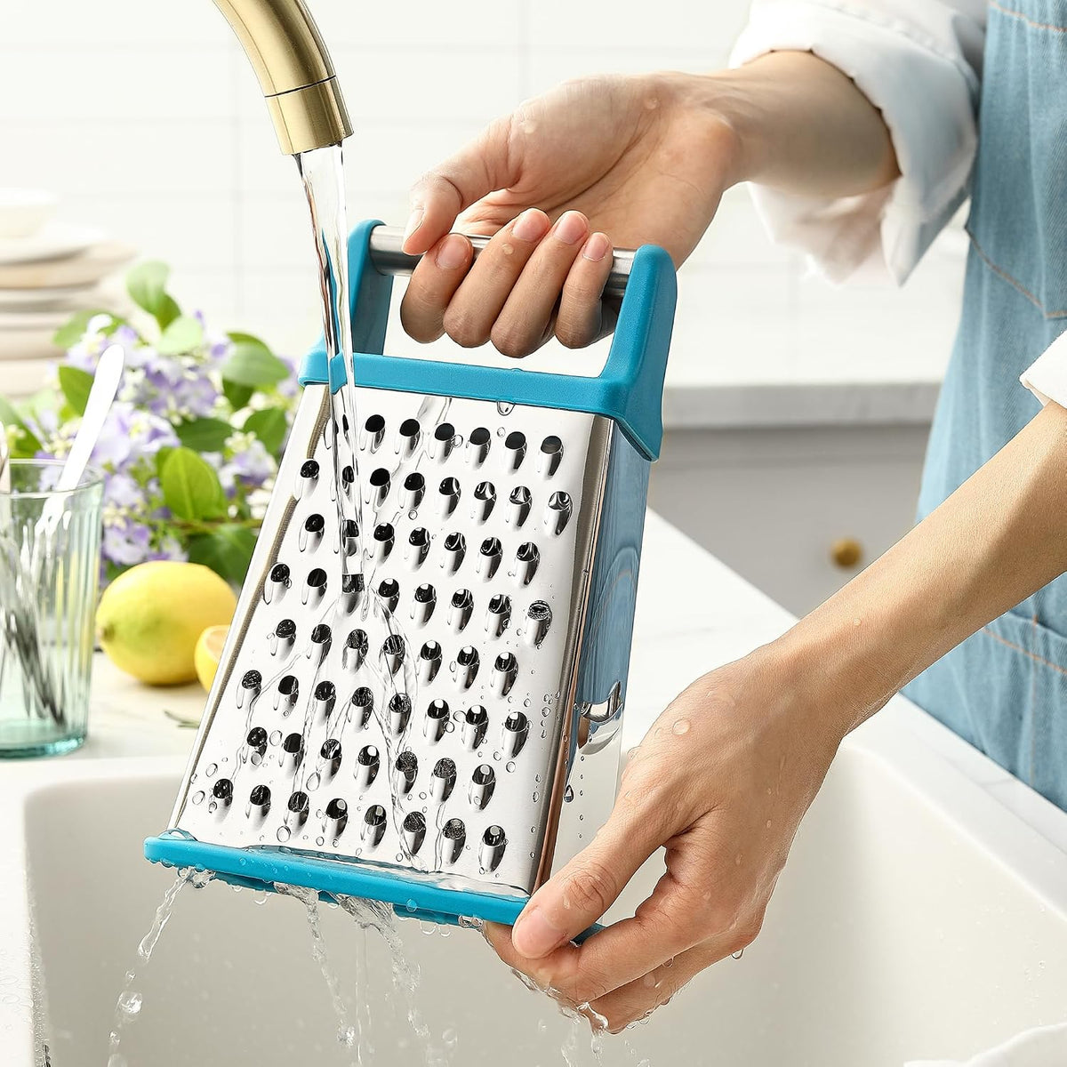Spring Chef Stainless Steel XL Cheese Grater for Kitchen, Green