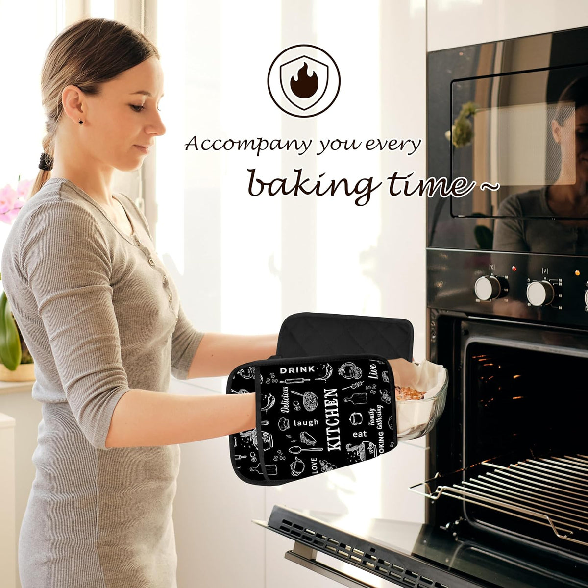 Dark Kitchen Pot Holders 2 Pack Set, Gifts for Cooking Lovers, Chef Gifts for Men Women, Retro Cook Chef Heat Resistant Oven Hot Pads for Kitchen Countertop Baking，075 Potholder