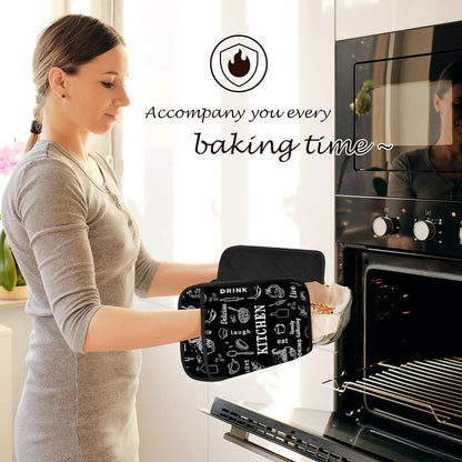 Dark Kitchen Pot Holders 2 Pack Set, Gifts for Cooking Lovers, Chef Gifts for Men Women, Retro Cook Chef Heat Resistant Oven Hot Pads for Kitchen Countertop Baking，075 Potholder