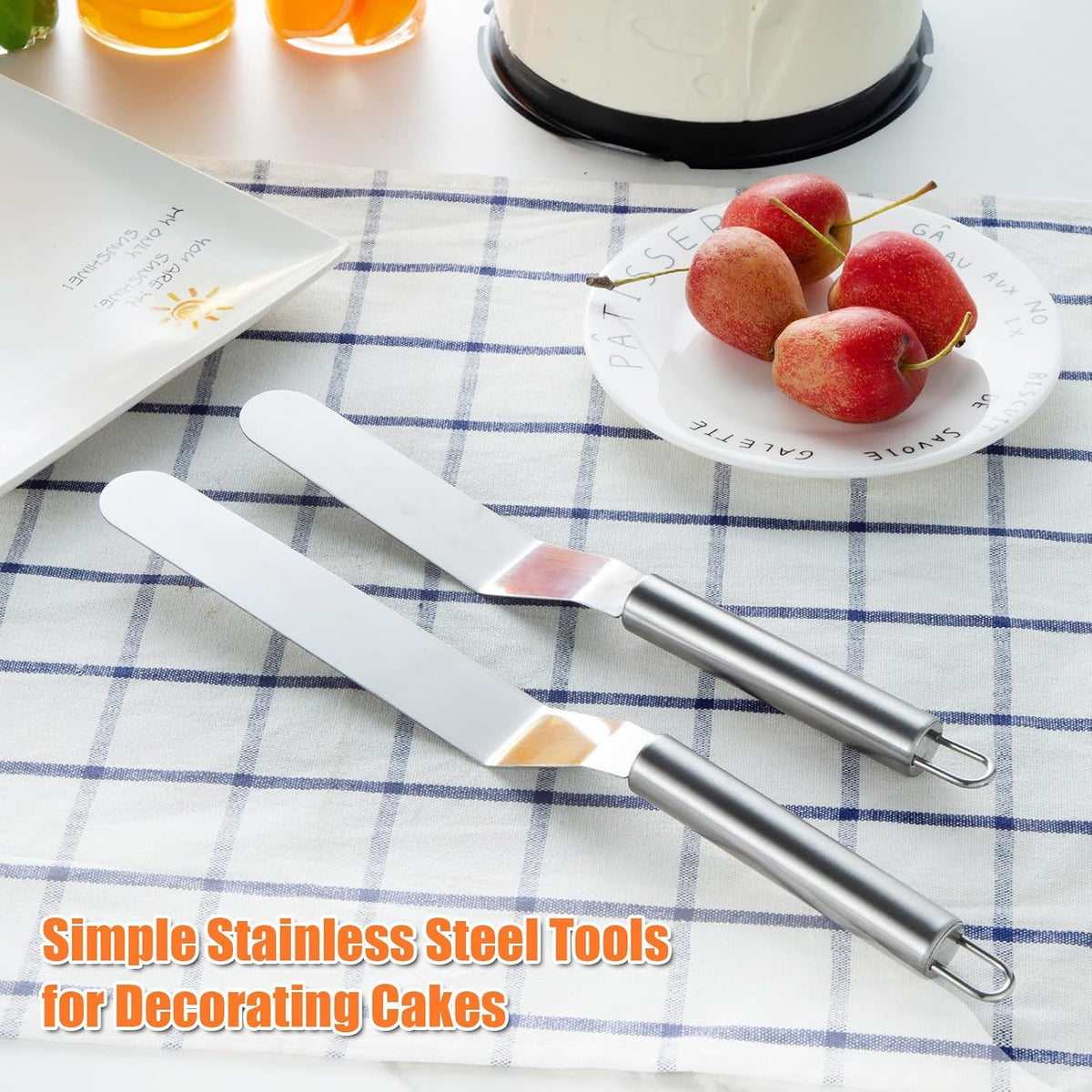 2 PCS Picxeic Offset Spatula，Premium Stainless Steel Cake Decorating Tools - One Set Include 6, 8 inch, Icing Spatula for Home Cooking