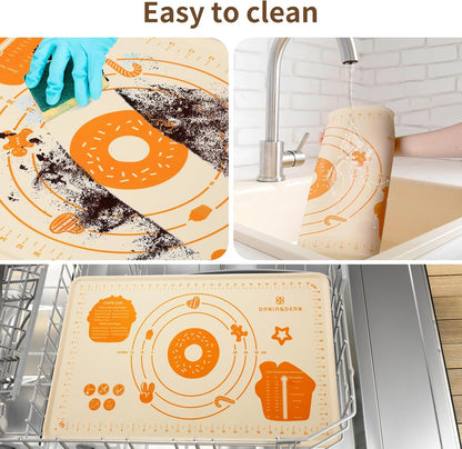 Silicone Baking Mat,28" x 20" Extra Thick Large Non Stick Sheet Mat with Measurement Non-slip Dough Rolling Mat,Reusable Food Grade Silicone Counter Mat for Making Cookies,Macarons,Bread and Pastry