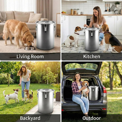 304 Stainless Steel Dog Food Storage Container, 25LB/30LB Airtight Pet Food Container with Locking Lid & Silicone Seal, Large Metal Food Storage Bin for Dry Dog/Cat Food, Rice, Flour (25 LBS)