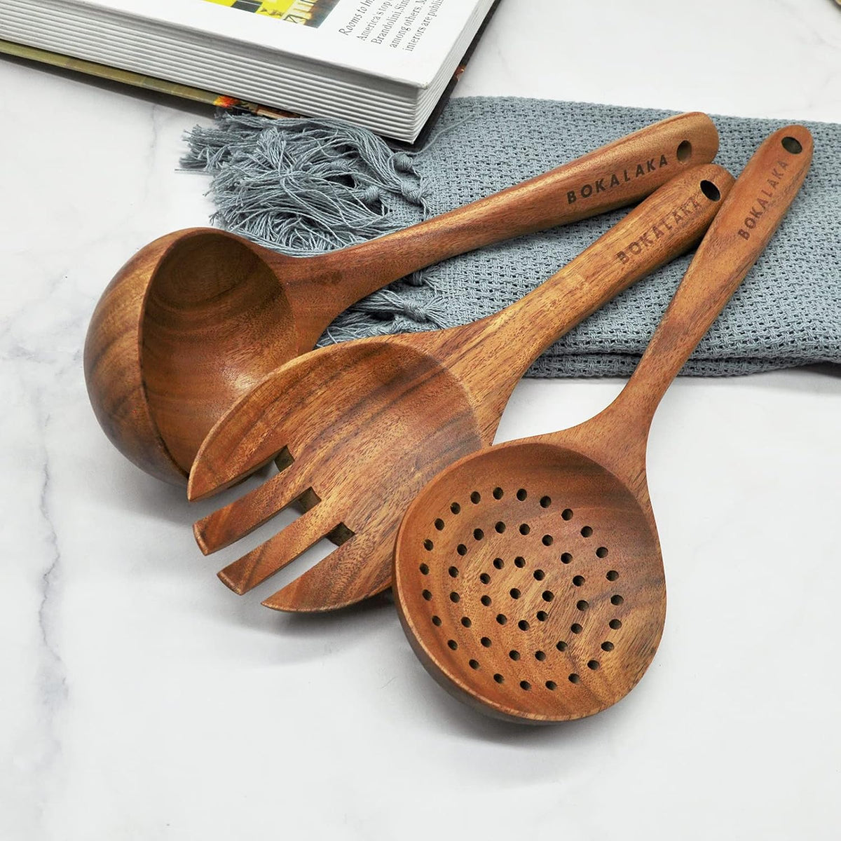Wooden Spoons for Cooking, Natural Teak Wooden Kitchen Utensils Set Wooden Utensils for Cooking Wooden Cooking Utensils Wooden Spatulas for Cooking (10)