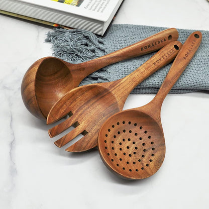 Wooden Spoons for Cooking, Natural Teak Wooden Kitchen Utensils Set Wooden Utensils for Cooking Wooden Cooking Utensils Wooden Spatulas for Cooking (10)
