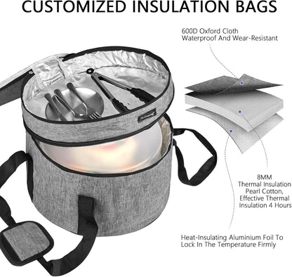 Round Cake Carrier Box with Lid and Handle, Transportation Insulated Bag for Cakes, Cupcakes and Pies, Triple Locking Design for Safe Transportation (Grey, 12 * 12 * 7.9 Inch)