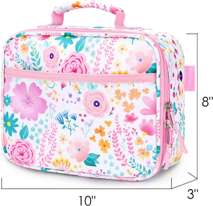 mibasies Kids Lunch Box for Girls Toddler, Insulated and Reusable Lunch Bag for School, Pink Rainbow