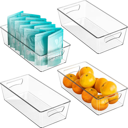 Simple Houseware 4 Pcs Pantry Clear Bin Storage Organizer, 14" x 7" x 3.75"