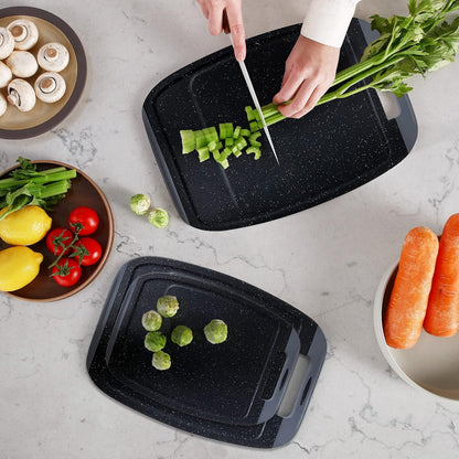 Neoflam Microban Protection Cutting Board 3 Piece Set, Stain & Odor/BPA Free, Reversable Board, Upgraded Larger Juice Groove, Non-Slip EZ Grip Handle, Dishwasher Safe, Pastel