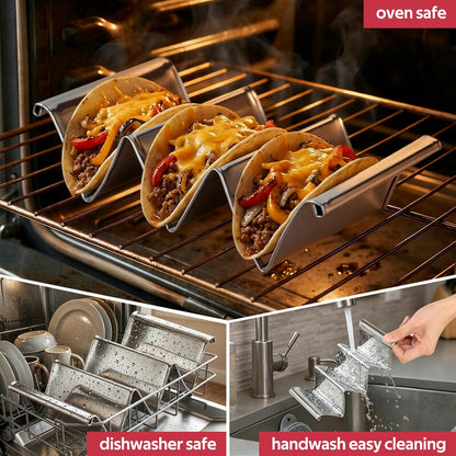 ZPUFAW 4Pack Stainless Steel Taco Holders Food Holder Taco Rack Dishwasher Safe Holds Up to 3 Tacos Each