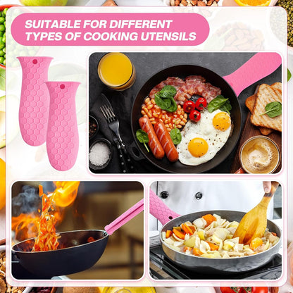 Patelai 2pcs Silicone Pan Handle Sleeve for Cast Iron Skillet, Black