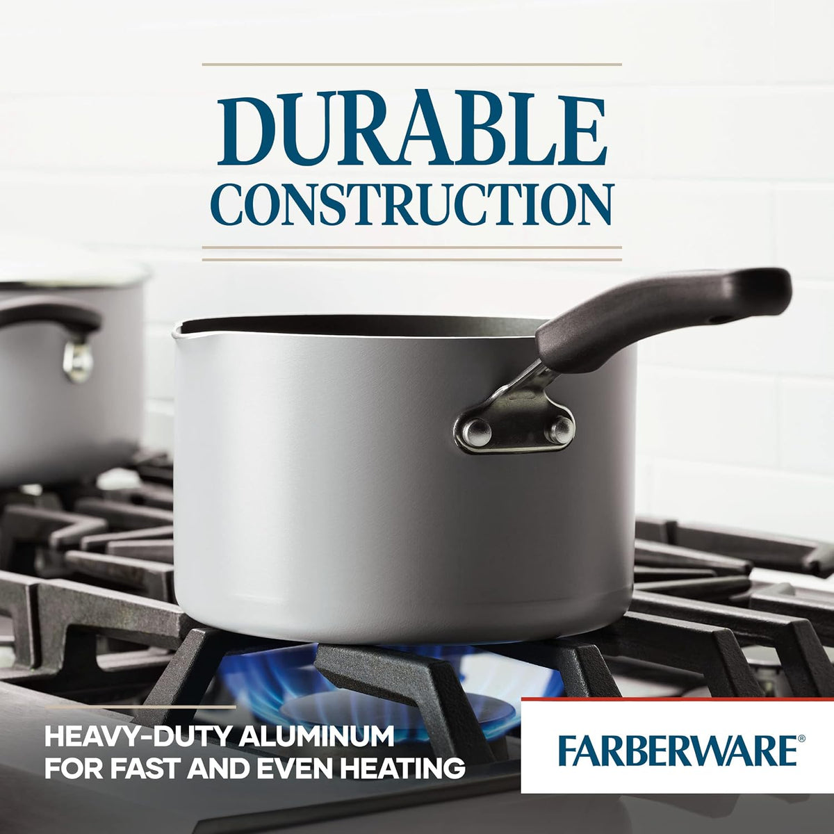 Farberware Cookstart DiamondMax Nonstick Straining Saucepan, 3-Quart, Black