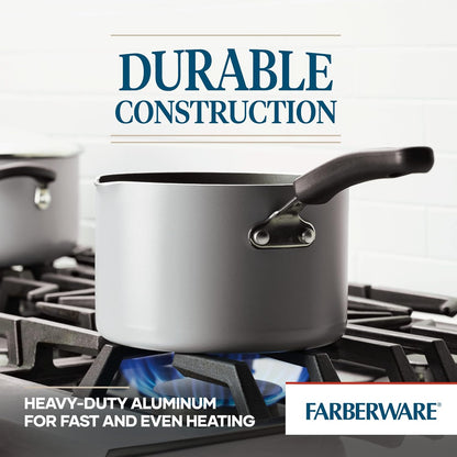 Farberware Cookstart DiamondMax Nonstick Straining Saucepan, 3-Quart, Black