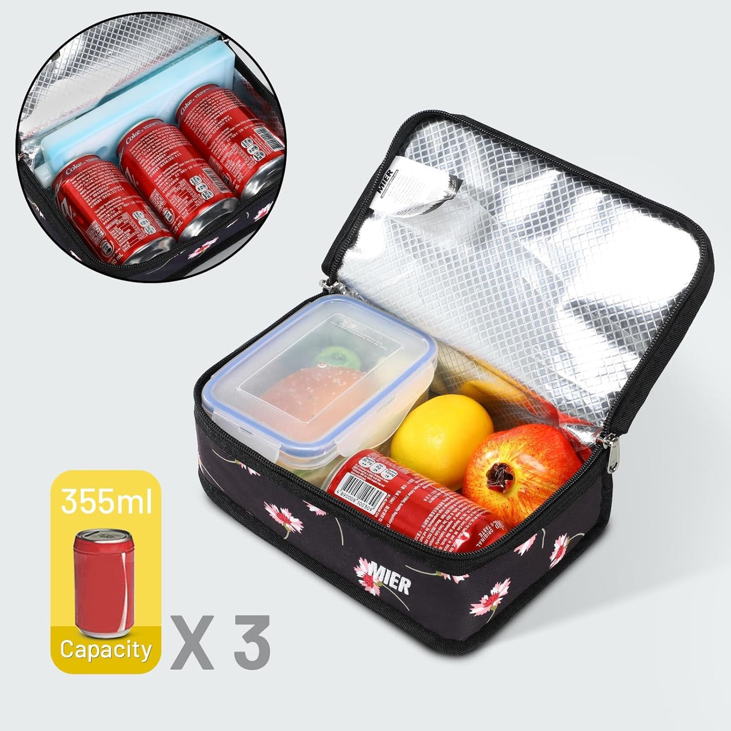 MIER Small Lunch Bag for Kids & Adults Compact Insulated Lunch Box Portable Thermal Mini Cooler for Work School Travel, Bluesteel