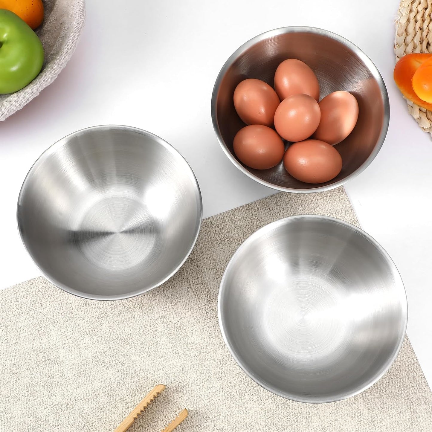 Stainless Steel Bowls 304 Metal Lightweight Unbreakable Dinner Bowls Set Non-Toxin Dishwasher Safe BPA Free and Healthy (8 Pack 24Oz) ﻿