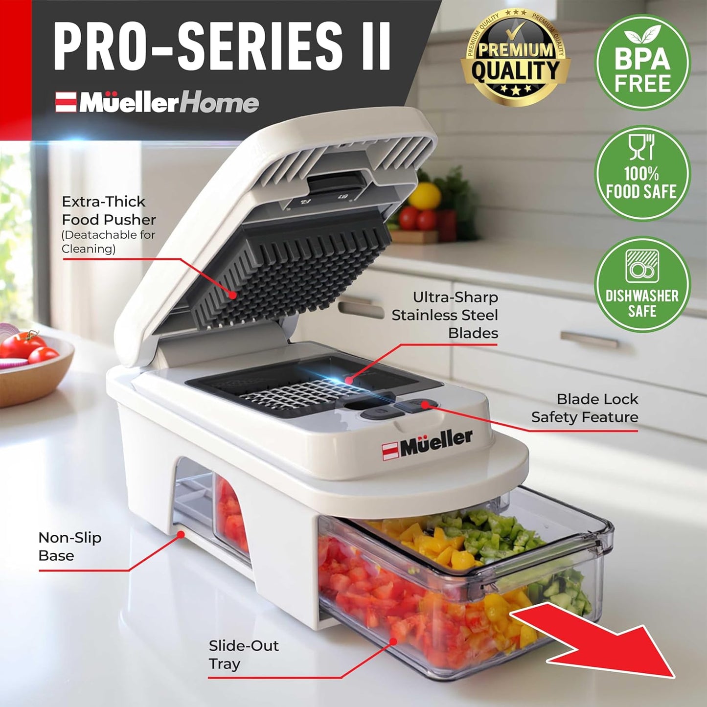 MUELLER HOME Pro-Series 10-in-1 Stainless Steel Multi Vegetable Chopper