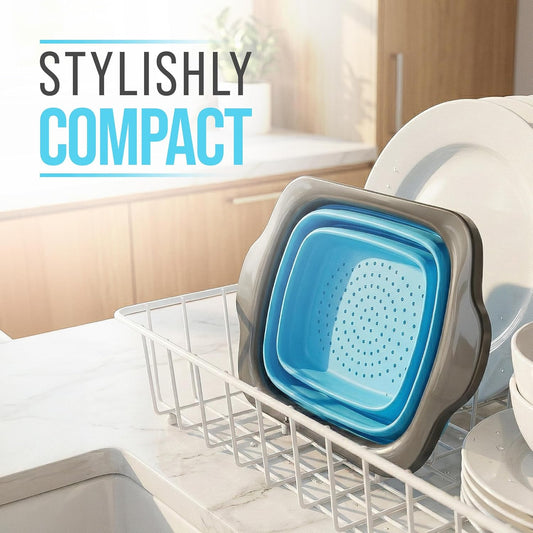 Comfify Coral XL Collapsible Silicone Over Sink Colander – 6 Quart | Coral; extends to 25" to span most sinks hands available; collapses flat; 6 Qt; heat resistant to 176°F; pasta, veg, fruit