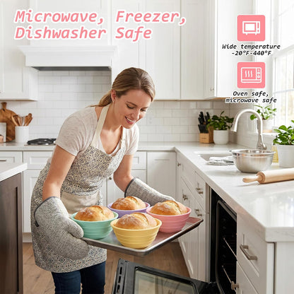 4 Pcs 9" Silicone Bread Proofing Basket, Round Banneton Dough Proofing Bowl