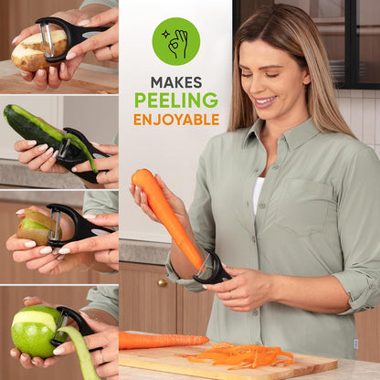 Spring Chef Swivel Potato Peeler & Julienne Vegetable Peeler w/Soft Handle