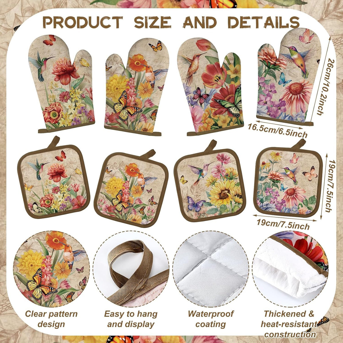 SiliFine 12 Pcs Fall Pumpkin Kitchen Towels Oven Mitts Pot Holders Set