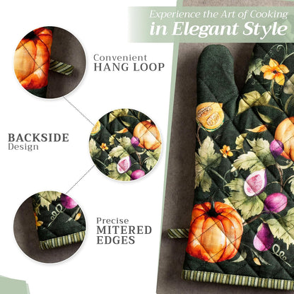 Maison d' Hermine 100% Cotton Oven Mitt & Pot Holder Set (7.5"x13" & 8"x8") - Colors C