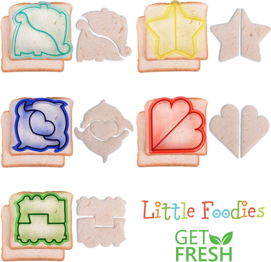 Sandwich Cutters for Kids, 20-Piece Set, 5 Kid Sandwich Cutters Shapes, 5 Vegetable Cutters Shapes, 10 Bento Deco