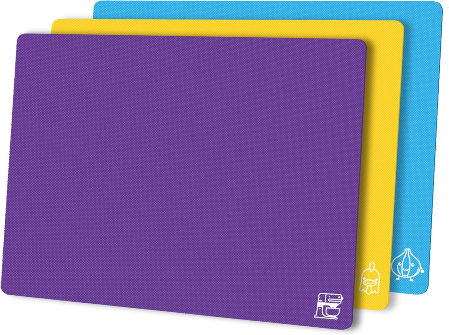 ZVP Flexible Plastic Cutting Board Set of 3 Gradient Color, Colorful Chopping Boards, BPA Free Mats, Non Slip, Dishwasher Safe, 15x12 Inch, Pink Multi-Color