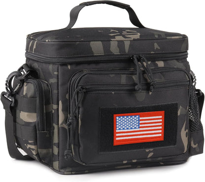 Lunch Box for Men, Tactical Lunch Bag MOLLE Webbing Leakproof Insulated Lunch Cooler Women Adult Meal with Adjustable Shoulder Strap Lunch Pail (Blue)