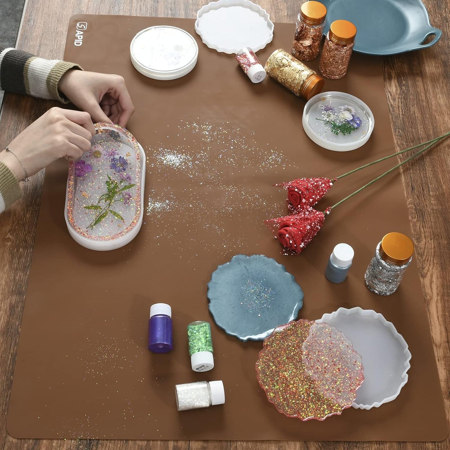 Sapid Extra Large Silicone Sheet for Crafts, Thick Silicone Jewelry Casting Mats, Nonstick Nonslip Silicon Mat for Epoxy Resin, Art Painting, Heat- Resistance Counter Mat (20"×27.9", Dark Gray)