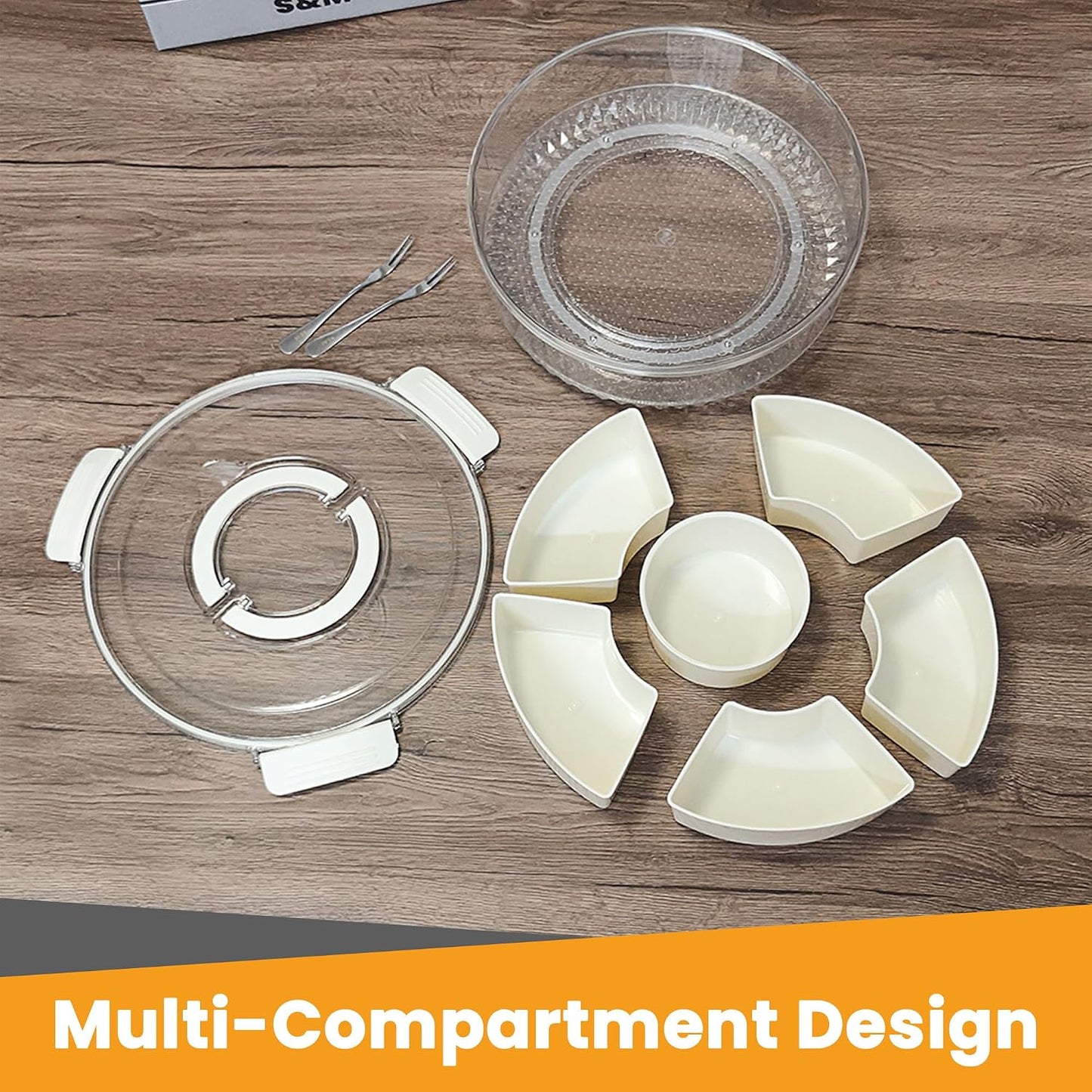 Reusable Snack Containers with Lids Veggie Trays for Fridge, Party Serving Trays with Handles, Snack Box for Kids Toddlers & Adults, Leak-Proof Fruit & Salad Storage Containers