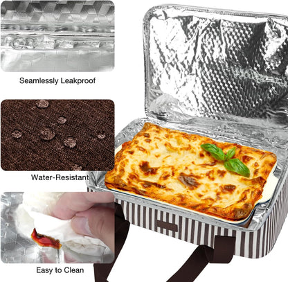 Expandable Casserole Carrier Bag - Double Decker Food Bag, Insulated Casserole Carrier for Hot or Cold Food, Lasagna Holder Tote for Picnics,Beaches,Traveling or Gifts