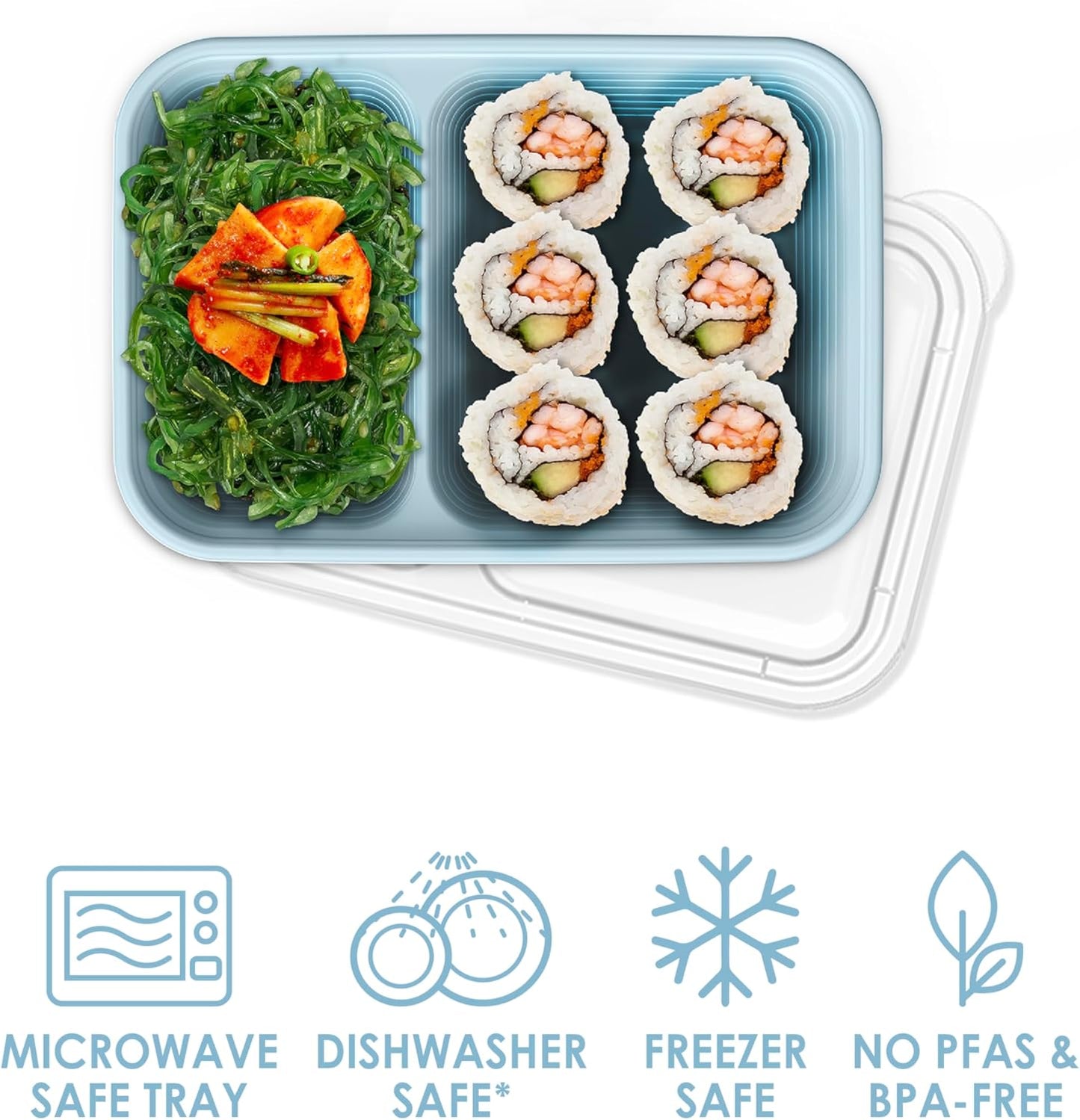 Bentgo Prep - 2-Compartment Snack Containers with Lids - Reusable, Microwaveable, Durable, PFAS & BPA-Free, Freezer, & Dishwasher-Safe Meal Prep Food Storage - 10 Trays & 10 Lids (Basil Glitter)