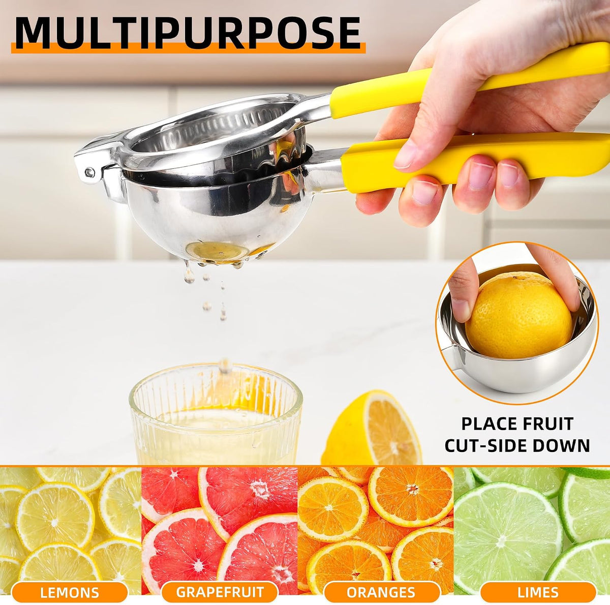 Stainless Steel Large Lemon Squeezer, Hand Juicer for Lime & Lemon