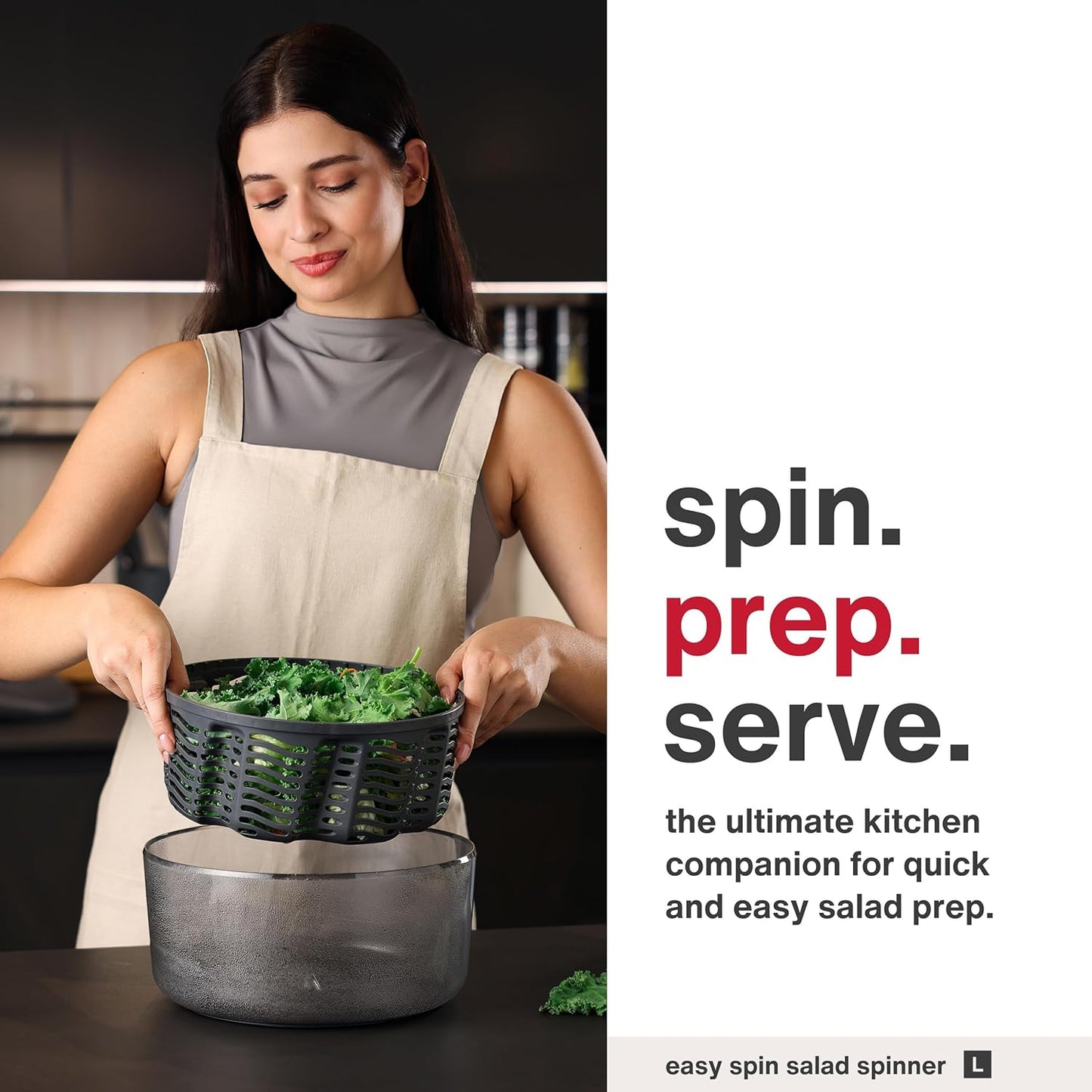 Zyliss Swift Dry Salad Spinner - Fruit Cleaner & Lettuce Spinner with Push Pump - Non-Slip Bowl - Dishwasher Safe - Large