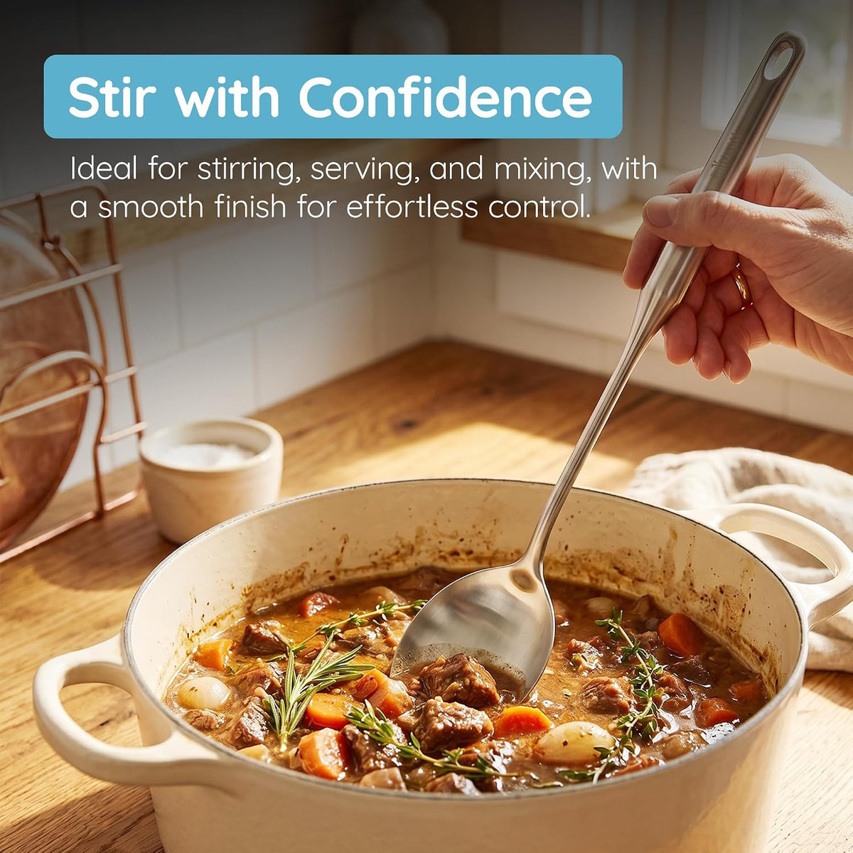 Millvado Slotted Spoon Stainless Steel, Straining & Serving - 15 In.Utensil
