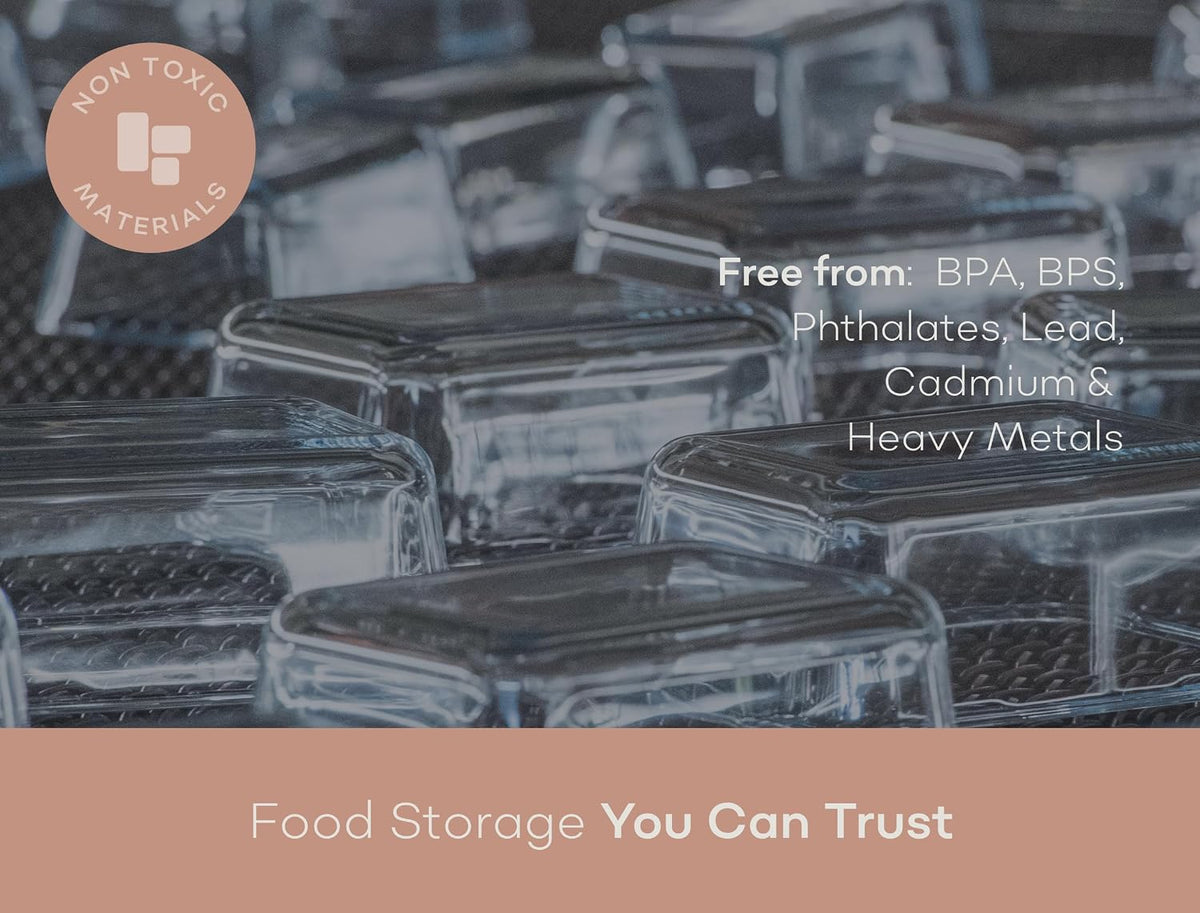 Glass Food Storage Containers with Lids| 3 Pack Square Set 27oz/3.4cup | Glass Meal Prep Containers | Non-Toxic & Airtight | Glass Containers with Lids | Oven, Freezer & Dishwasher Safe