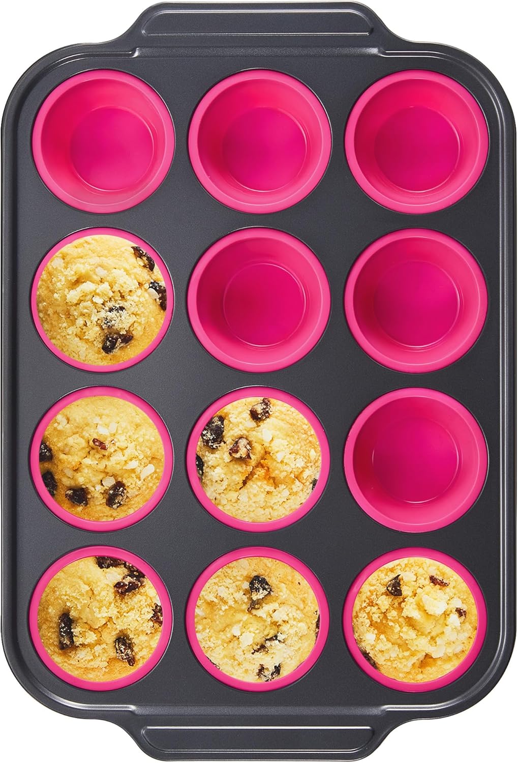BRONYPRO Silicone Muffin Pans for Baking with Metal Frame, Egg Bite Molds, Cupcake Pans 12 Regular Size, Muffin Tins Easy to Pop Nonstick Non Toxic Bakeware for Oven,Blue