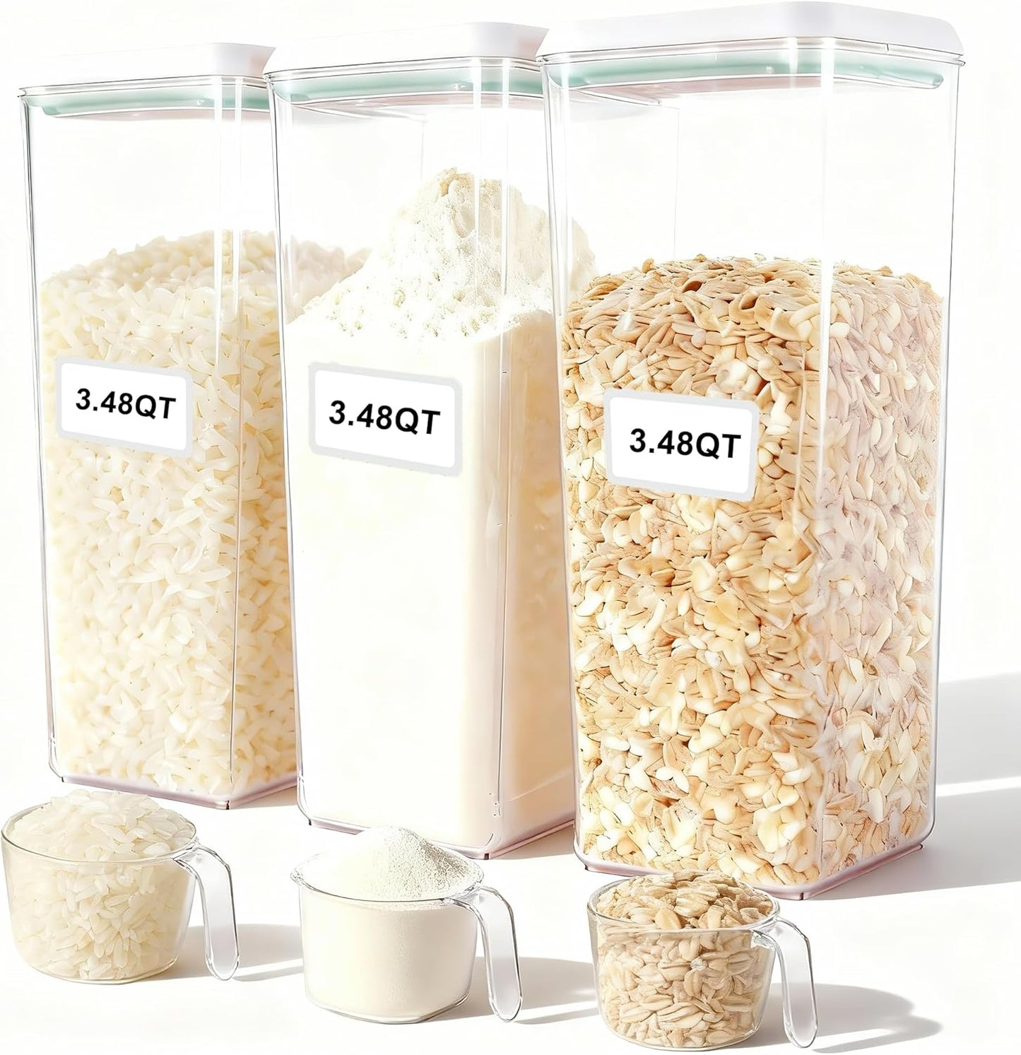 Pop Containers with Lids - Stackable Airtight Food Storage, Kitchen Pantry Storage Containers for Snacks Candy Salt Herbs Spices BPA-Free (3300ML / 3.48QT / 112OZ *3)