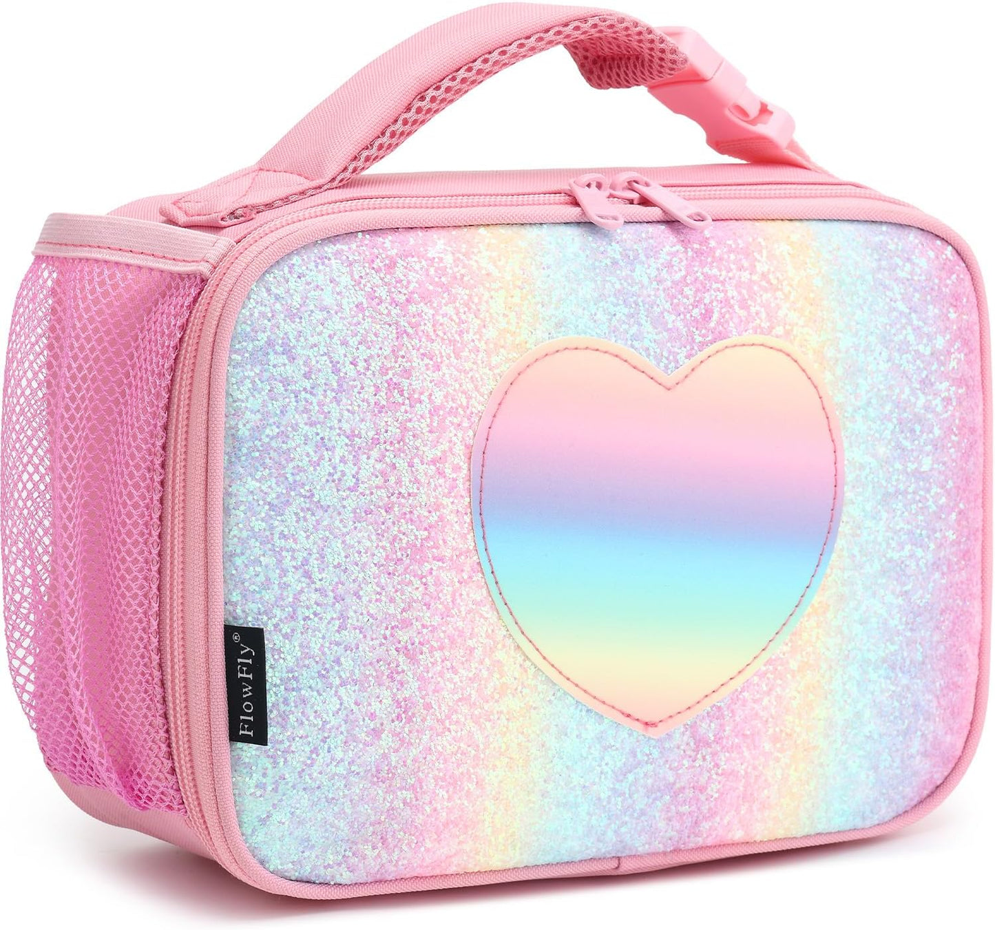 FlowFly Kids Lunch box Insulated Soft Bag Mini Cooler Back to School Thermal Meal Tote Kit for Girls, Boys, Black