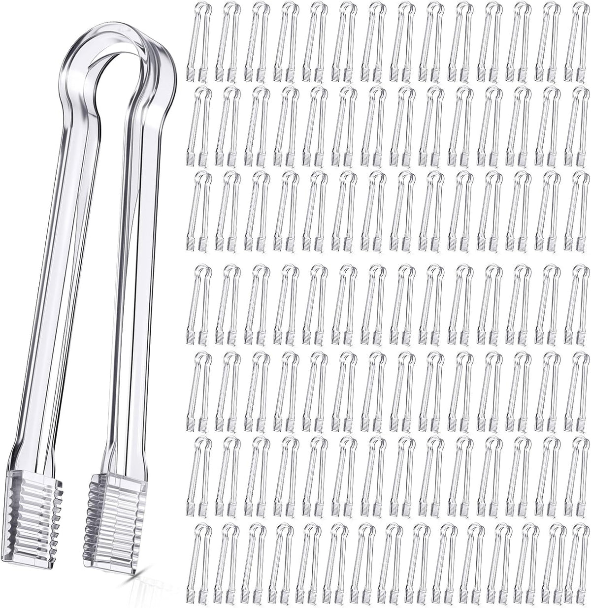 Nuogo Plastic Buffet Serving Tongs 6.3 Inch One-off Clear Tongs