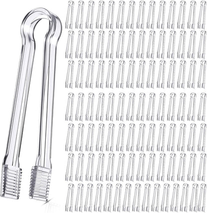 Nuogo Plastic Buffet Serving Tongs 6.3 Inch One-off Clear Tongs