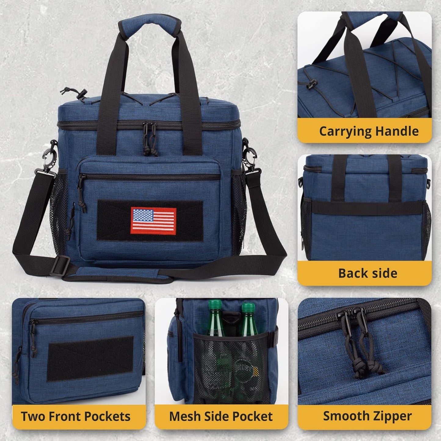 Lunch Box for Men, Tactical Lunch Bag MOLLE Webbing Leakproof Insulated Lunch Cooler Women Adult Meal with Adjustable Shoulder Strap Lunch Pail (Blue)