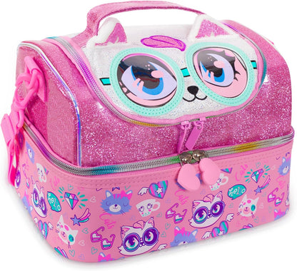 Kids Double Decker Cooler Insulated Lunch Bag, Back to School Large Meal Tote for Boys, Girls, Men, Women, with Adjustable Strap, Soccer