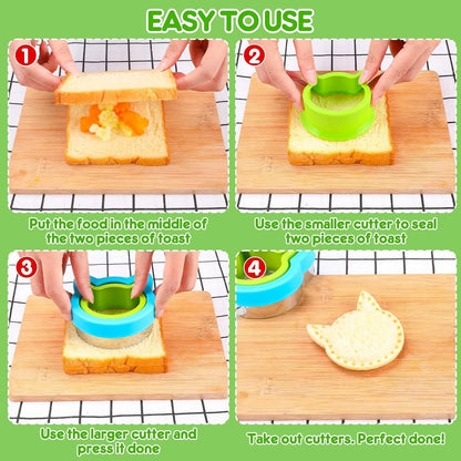 32PCS Sandwich Cutter and Sealer Set Sandwich Cutter for Kids, Vegetable Fruit Cutter Shapes with Food Picks for Kids School Lunch Bento Box Accessories Cookie Cutters