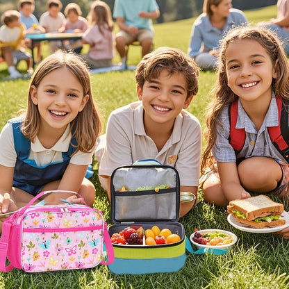 RHCPFOVR Kids Initial Lunch Bag - Insulated Lunch Box for Boys Girls,Washable Lunch Bag and Reusable Toddler Leak-proof Lunchbox for School and Daycare - Colors B
